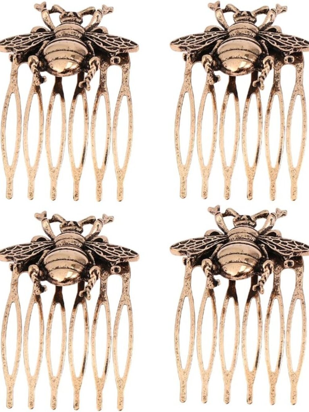 Vintage Bee Cartoon Hair Combs - 4pcs Animal Hairpins for Weddings & Parties